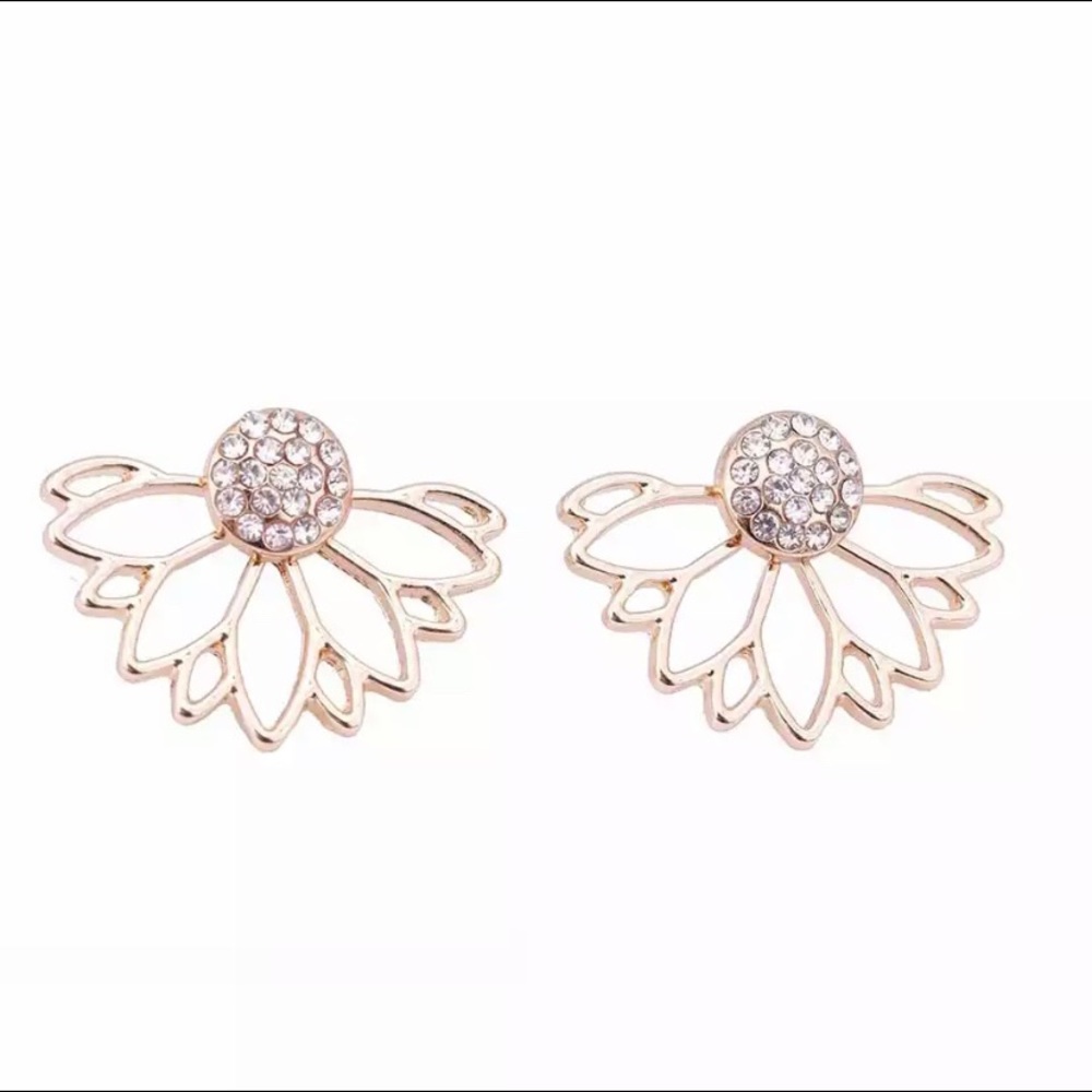 Gold Tone lotus flower earrings